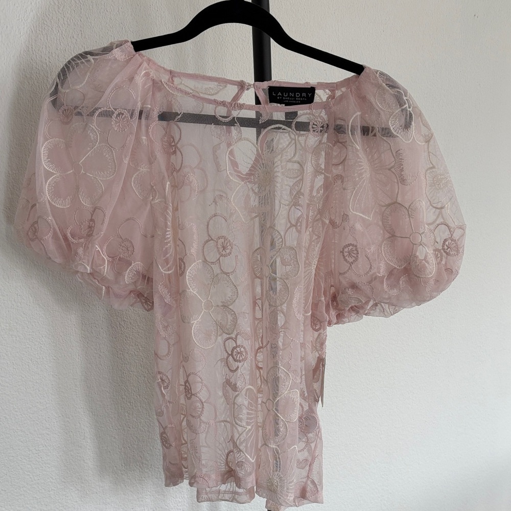 Laundry Sheer Embroidered Top NWT Size XL